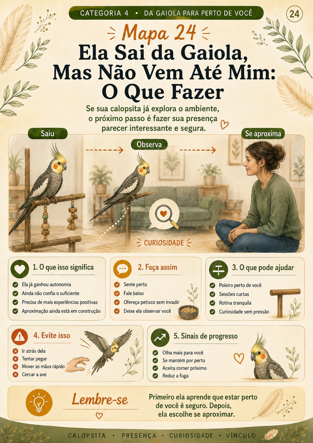 Mapa 24: ela sai da gaiola, mas não vem até mim