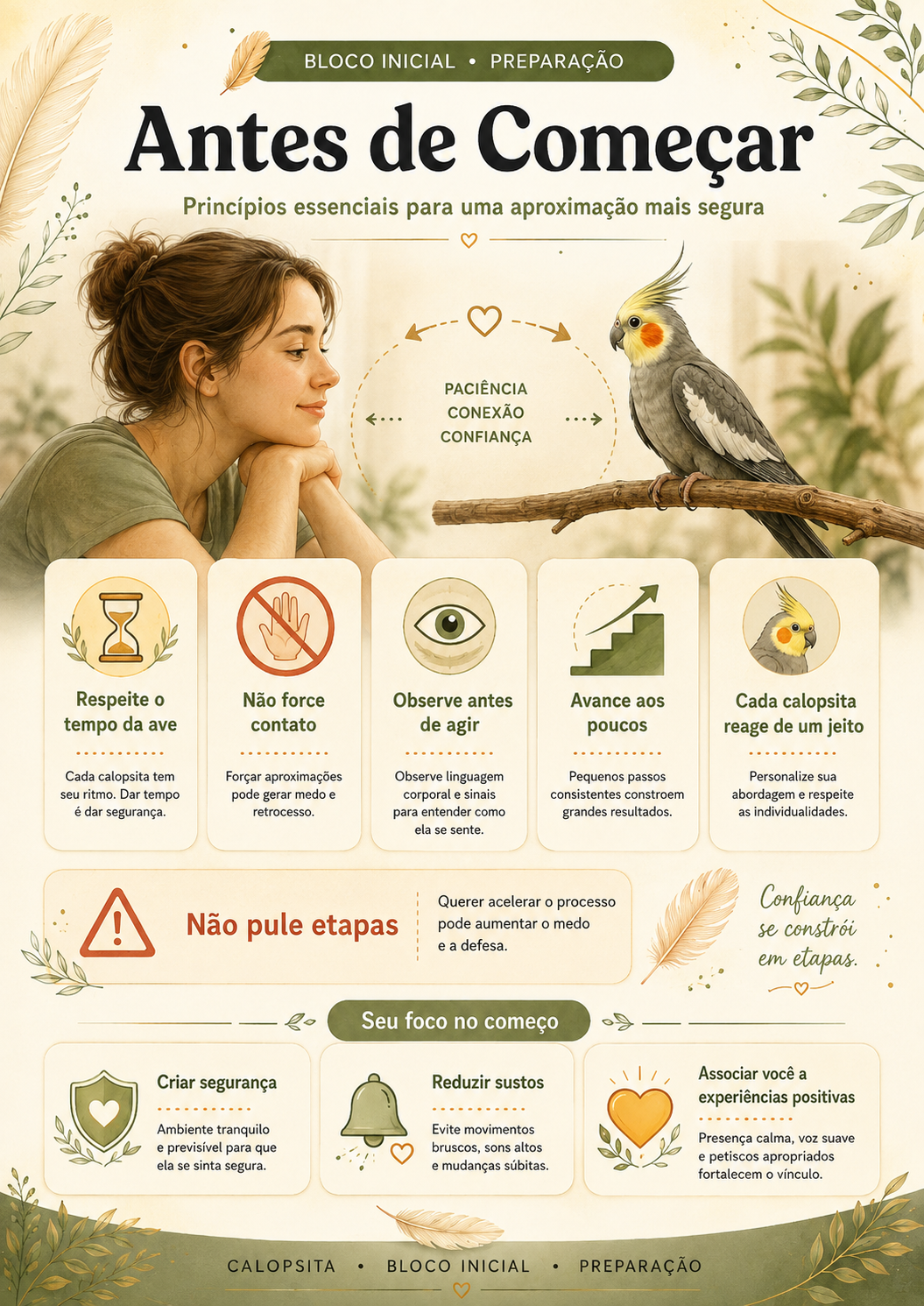 Página com os princípios essenciais antes de começar a aproximação