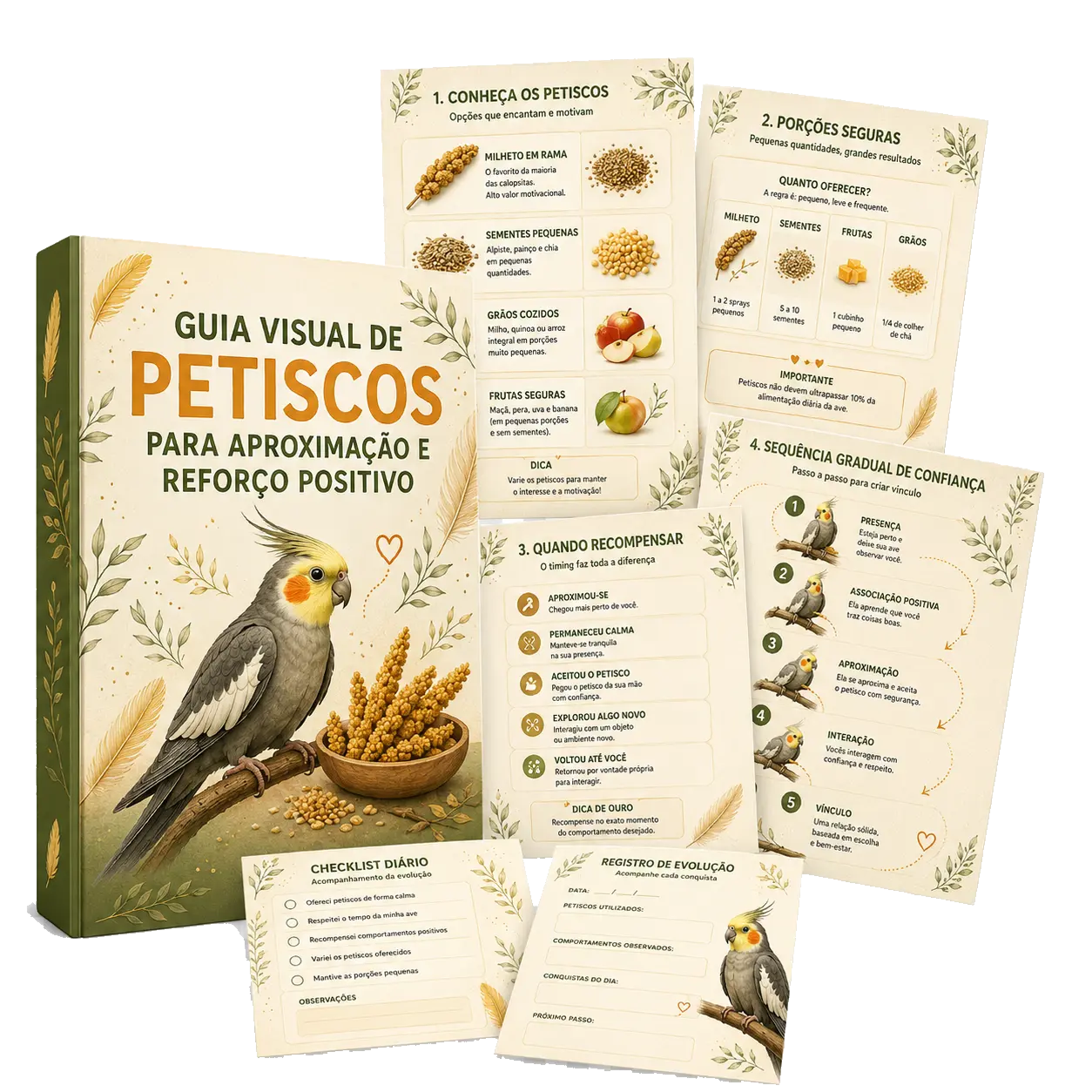 Mockup do bônus GUIA VISUAL DE PETISCOS PARA APROXIMAÇÃO