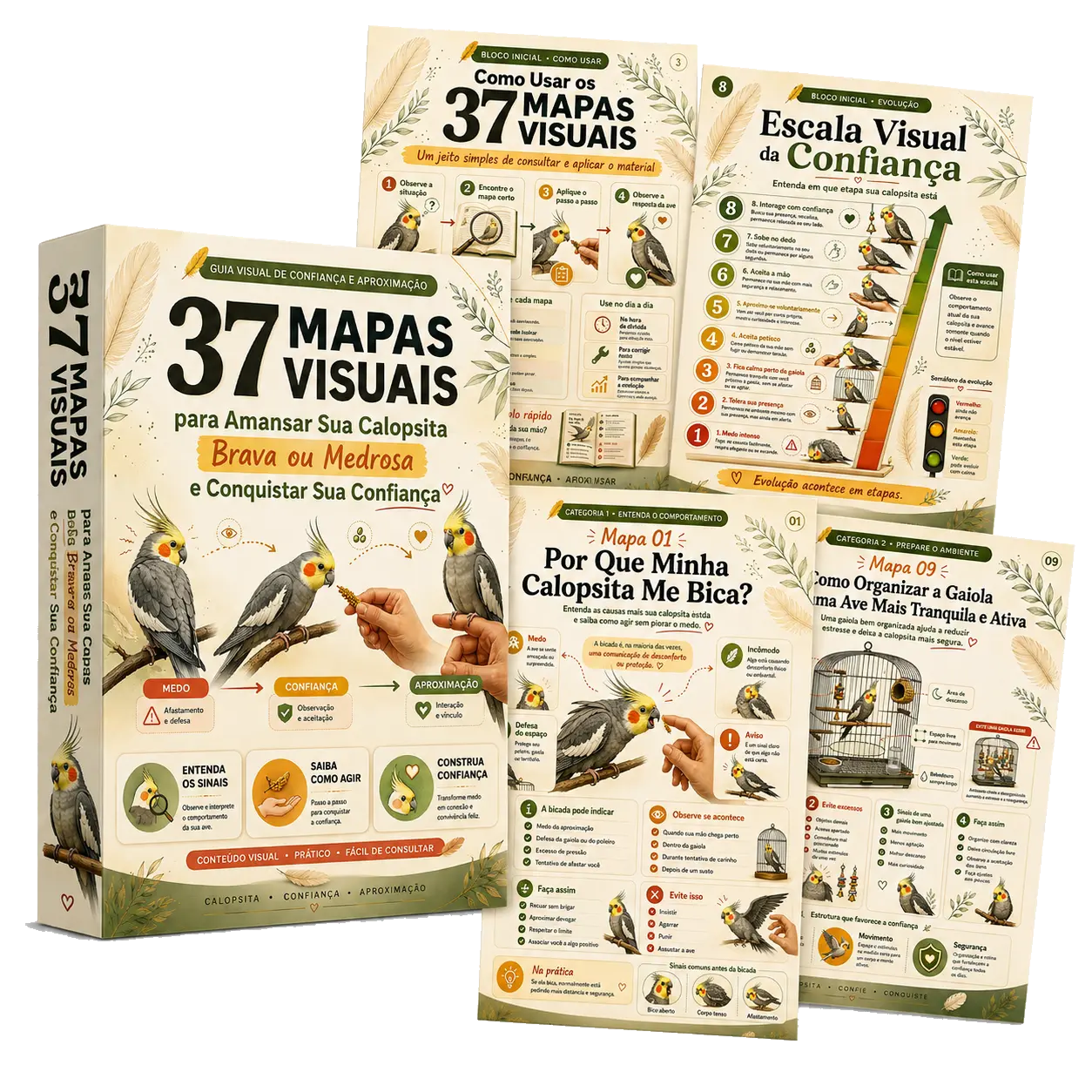 Mockup do produto principal com os 37 mapas visuais